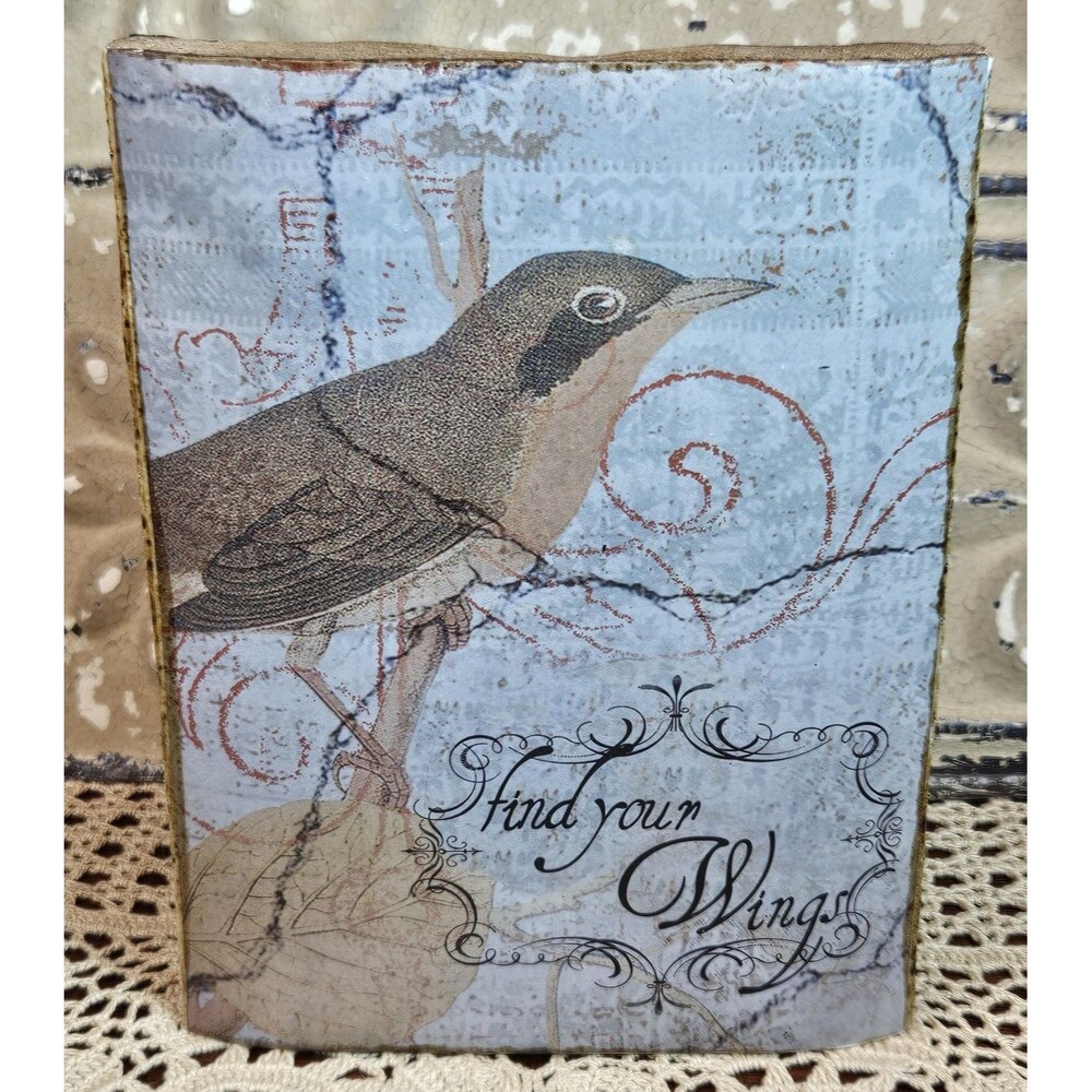 Vintage New View Gifts Resin Bird Wall Plaque 1996 "Find Your Wings" 8" x 6"